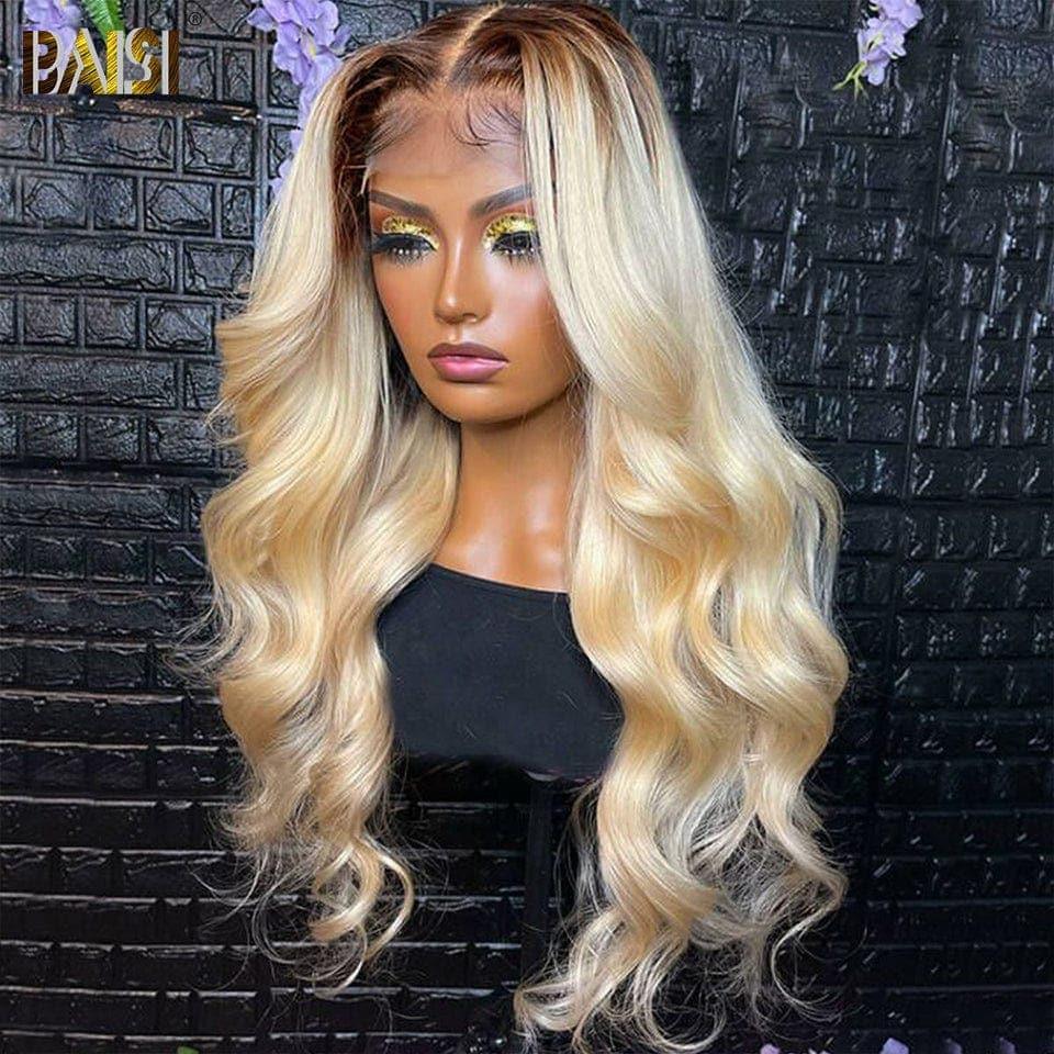 BAISI Acquista almeno 2 parrucche al prezzo di fabbrica fornitore 13X4 Frontal Parrucca Body Wave Bionda con Radici Marroni #4#613 in 100% Capelli Umani Veri (Nessun Codice Necessario)