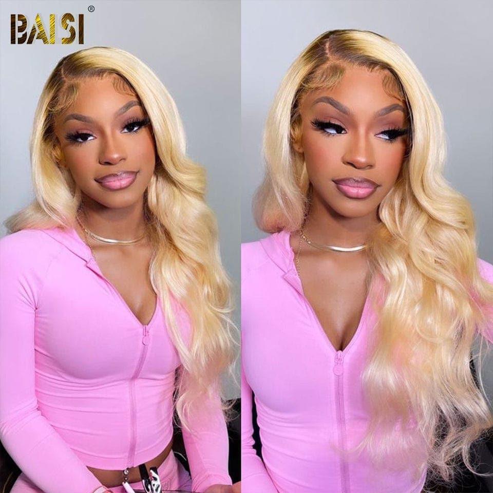 BAISI Acquista almeno 2 parrucche al prezzo di fabbrica fornitore 13X4 Frontal Parrucca Body Wave Bionda con Radici Marroni #4#613 in 100% Capelli Umani Veri (Nessun Codice Necessario)