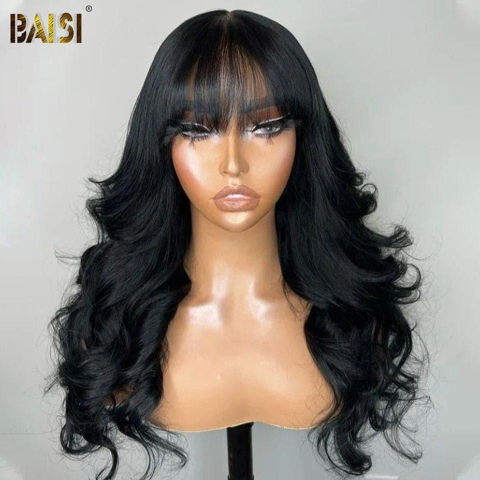 BAISI 4x4 Closure Body Wave Perücke mit Pony 100% Echthaar brasilianisches indisches Haar gute Qualität