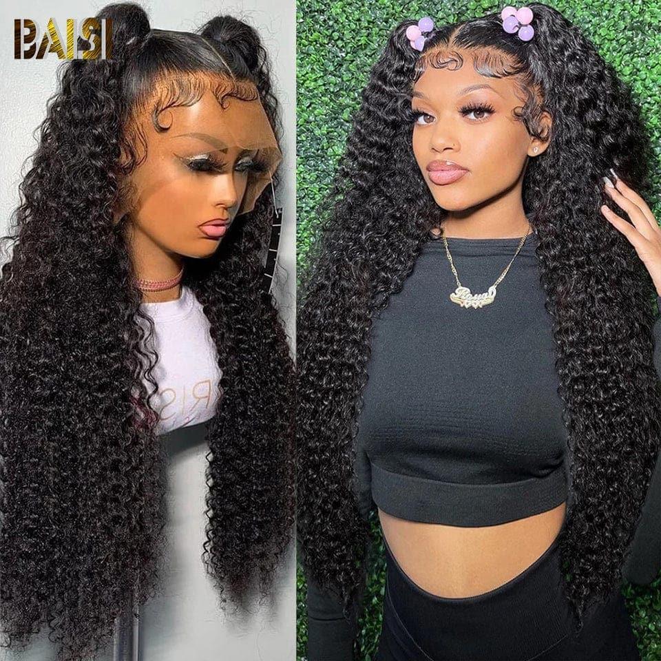 BAISI Achetez 2 perruques minimum au prix d'usine fournisseur Perruque Naturelle En Lace 13X4 Frontal Curly En 100% Cheveux Humains (Pas Besoin de Code)