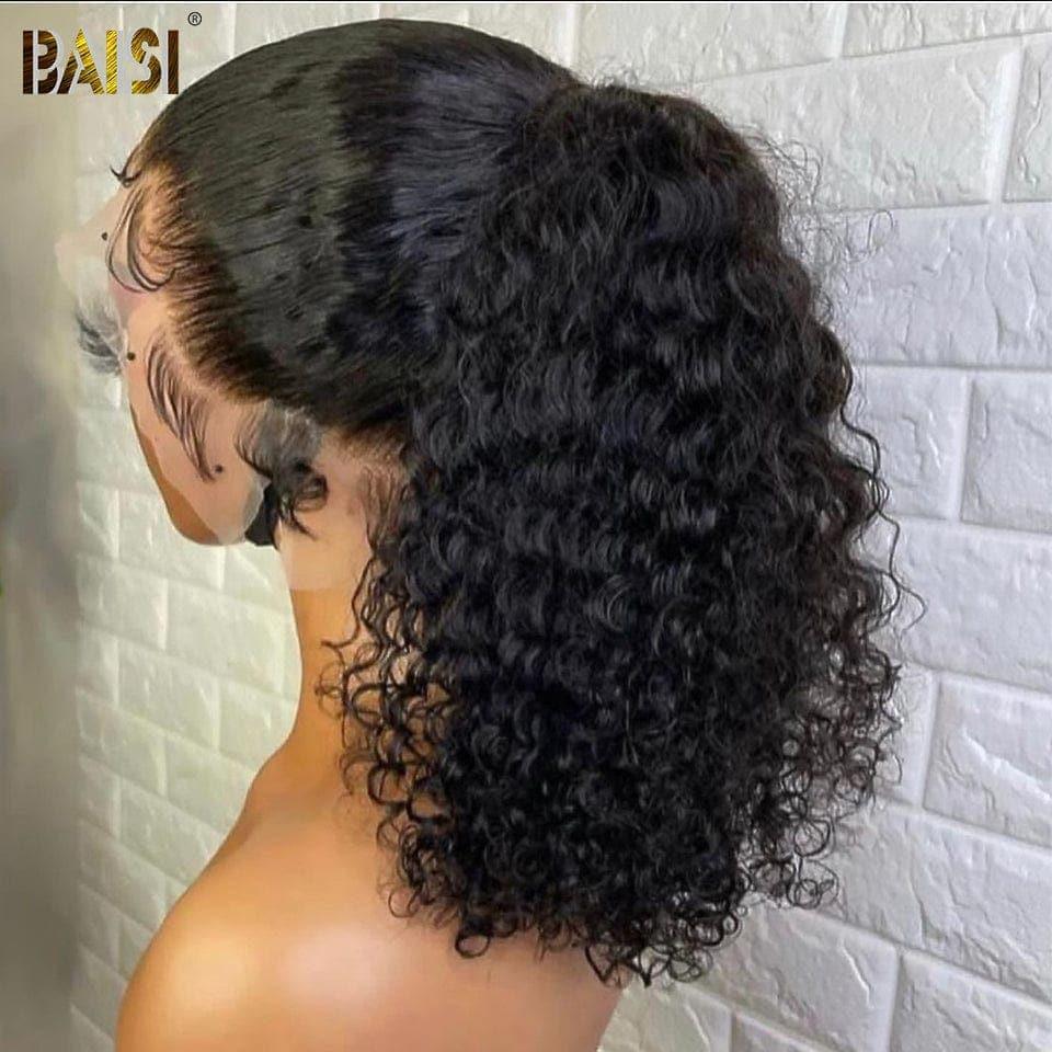 BAISI 360 Lace Wig Curly in Real Human Hair Chignon Hairstyle
