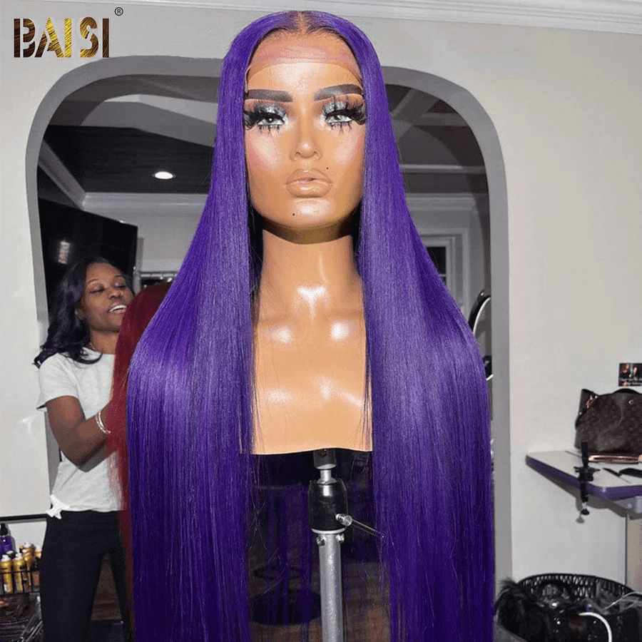 BAISI Acquista almeno 2 parrucche al prezzo di fabbrica fornitore 13x4 Lace Frontal Parrucca Liscia Viola Senza Colla Lace già tagliata Facile da Indossare o 13X4 lace in Colore marrone mix miele 20 pollici 175€ In 100% Capelli Umani (Non Serve Codice)