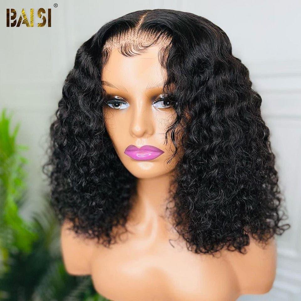 BAISI Achetez 2 perruques minimum au prix d'usine fournisseur en France TVA 0€ 48H arrivé 13x4 Frontal Bob Perruque Bouclée Deep Wave Sans Colle Lace déjà couper Facile à Porter 100% Cheveux Humains (Pas Besoins De Code)