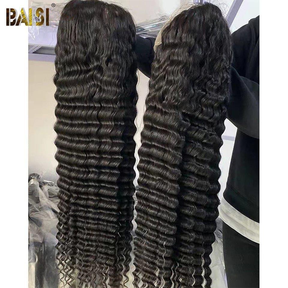 BAISI Achetez 2 perruques minimum au prix d'usine fournisseur 4x4 closure perruque Deep Wave en 100% cheveux humains en cheveux indians brésiliens (Pas Besoin de Code)