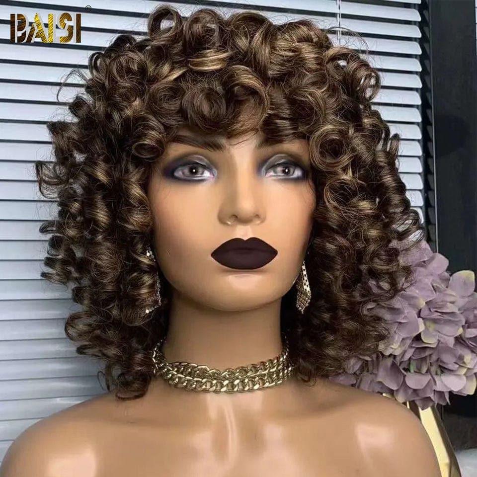 BAISI Offre Flash Perruque Bouclée Egg Wave en Couleur Mixte ou noir en 100% Cheveux Humains