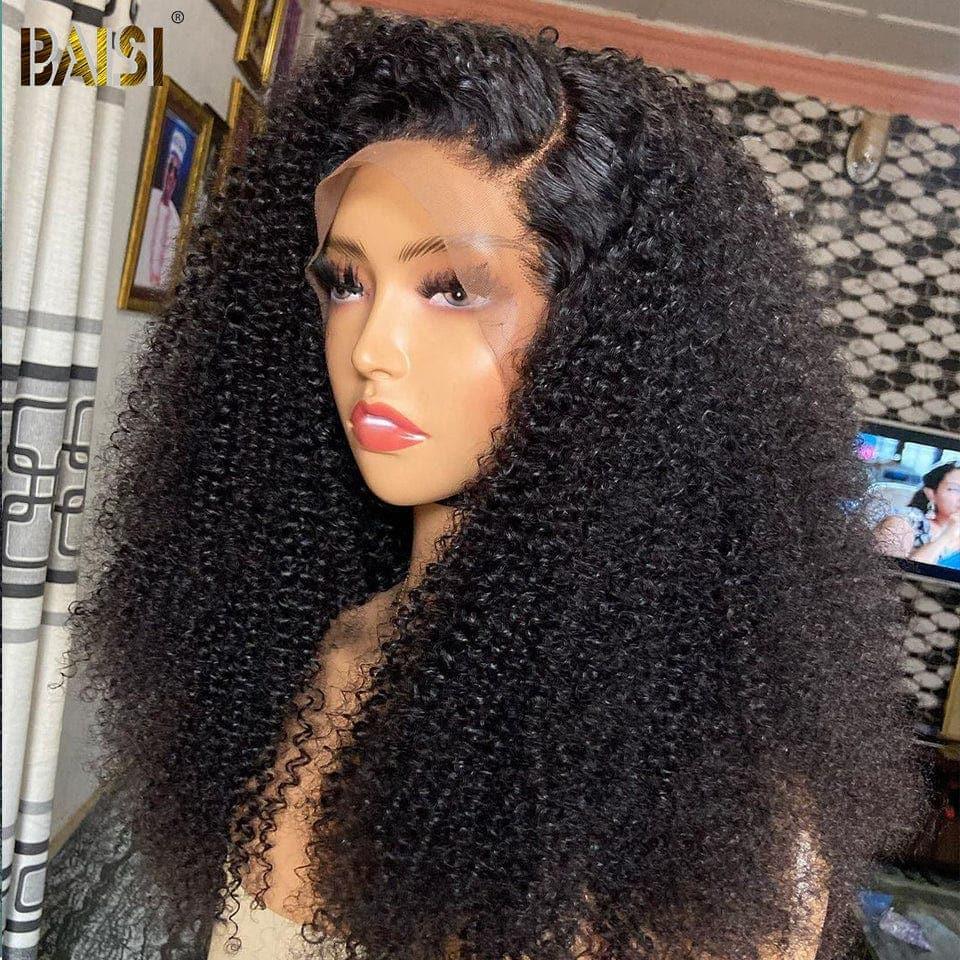 BAISI Achetez 2 perruques minimum au prix d'usine fournisseur 13x4 Lace Frontal Perruque Kinky Curly Sans Colle Lace déjà couper Facile à Porter En 100% Cheveux Humains (Pas Besoins De Code)