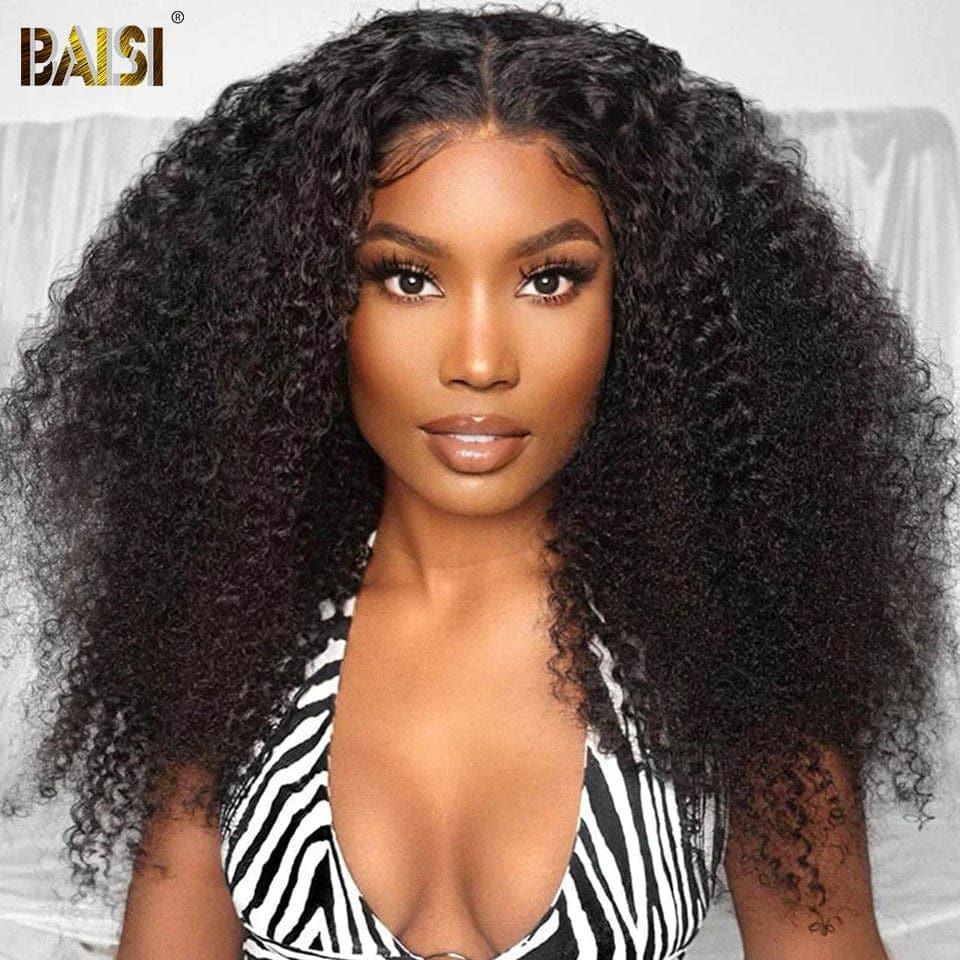 BAISI Achetez 2 perruques minimum au prix d'usine fournisseur 4x4 Closure Perruque Kinky Curly En 100% Cheveux Humains En Cheveux Indians Brésiliens De Bonne Qualité (Pas besoins de code)