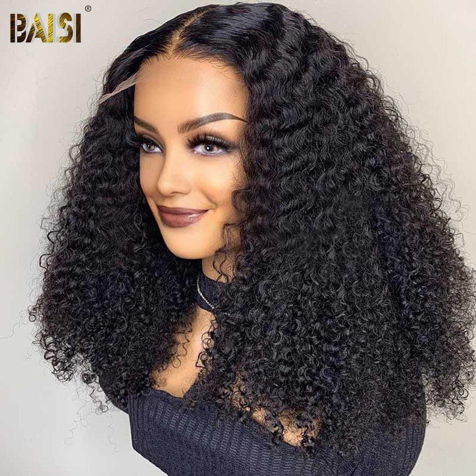 BAISI Achetez 2 perruques minimum au prix d'usine fournisseur 4x4 Closure Perruque Kinky Curly En 100% Cheveux Humains En Cheveux Indians Brésiliens De Bonne Qualité (Pas besoins de code)