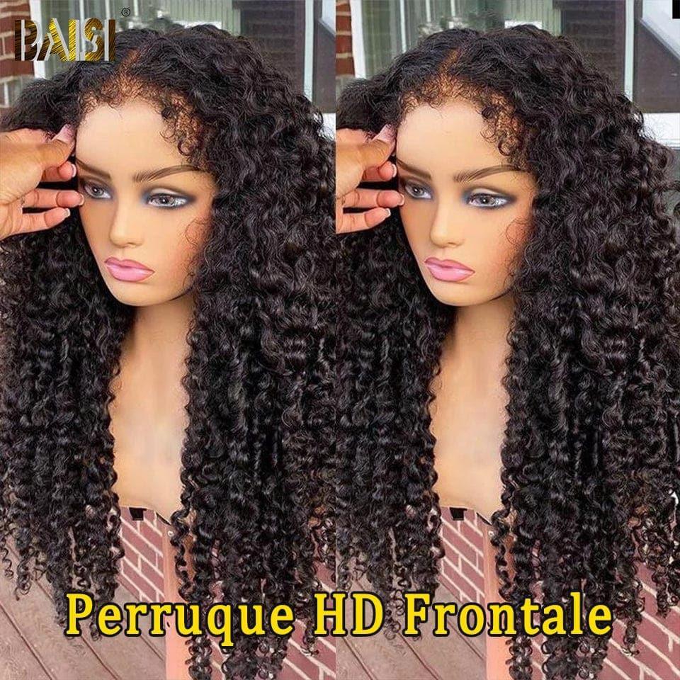 BAISI 13X4 HD lace frontal perruque Kinky Curly en haut de gamme avec les Baby Hair naturel en 100% vrais cheveux humains
