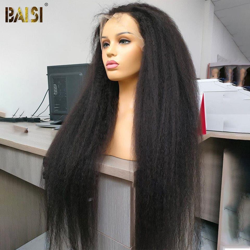 BAISI Perruque Naturelle En Lace Frontal Kinky Straight En 100% Cheveux Humains De Bonne Qualité