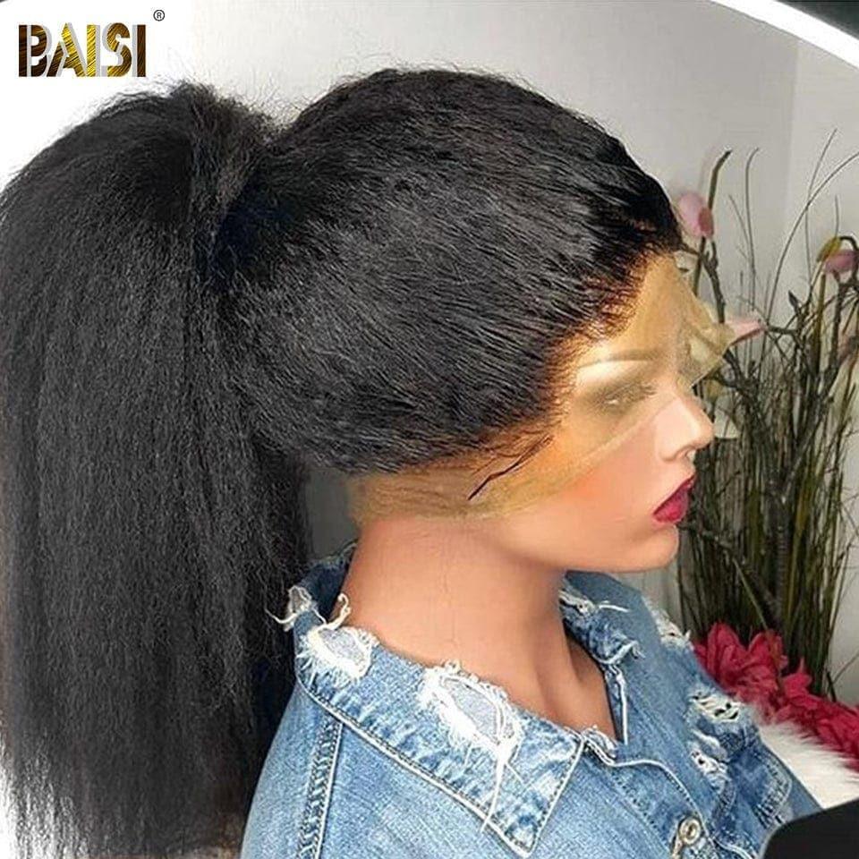 BAISI Achetez 2 perruques minimum au prix d'usine fournisseur 360 full lace perruque kinky straight Yaki en 100% vrais cheveux humains (Pas Besoin De Code)