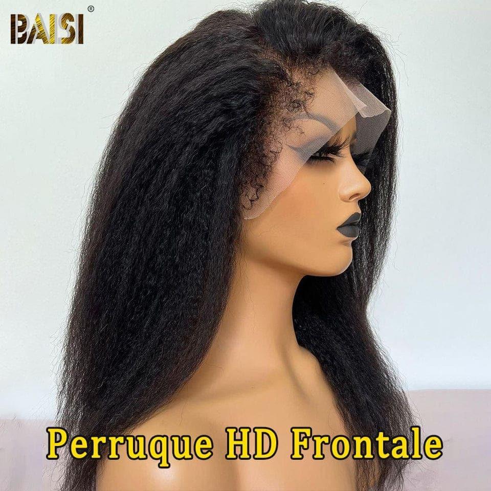 BAISI 13X4 HD lace frontal perruque Kinky Straight en haut de gamme avec les Baby Hair naturel en 100% vrais cheveux humains