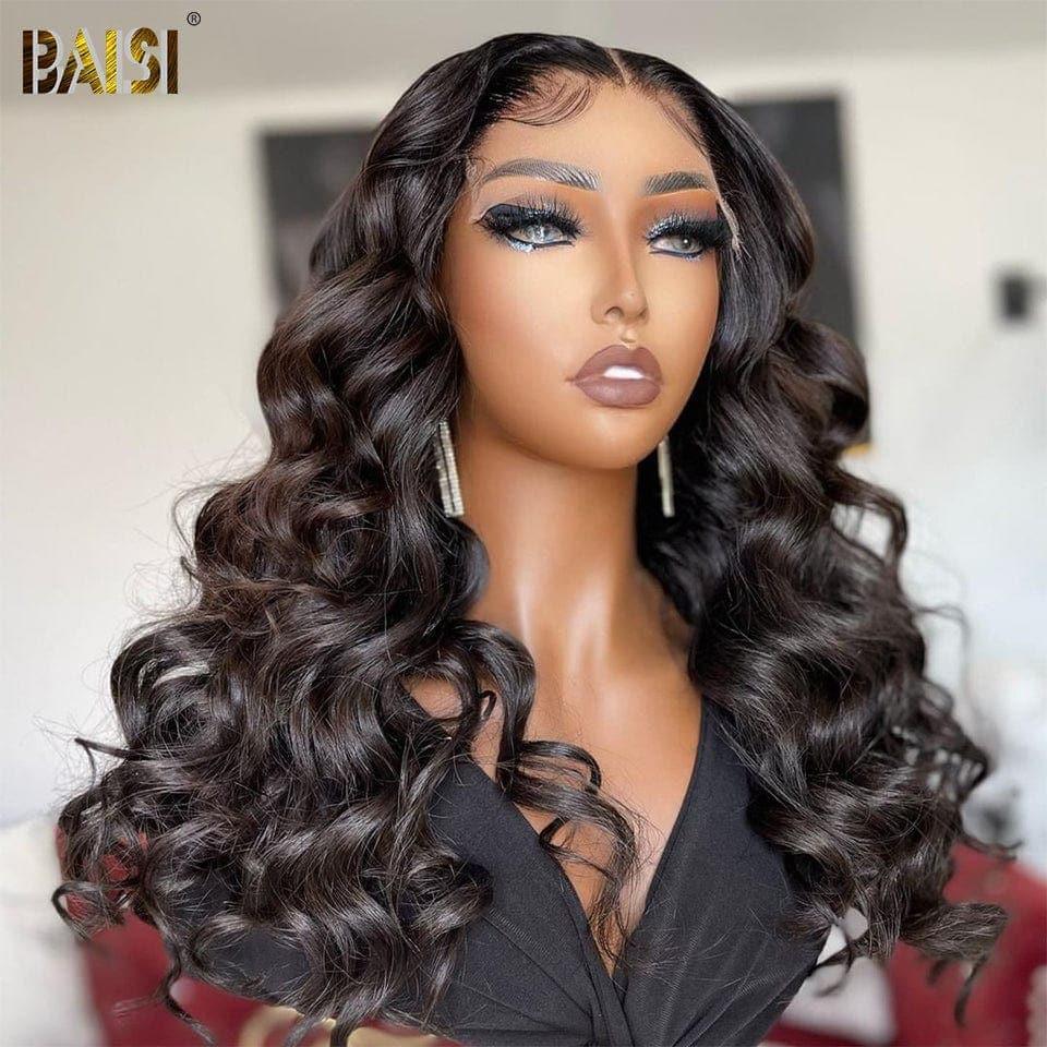 BAISI 4x4 closure perruque natural wave en 100% cheveux humains en cheveux indians brésiliens de bonne qualité