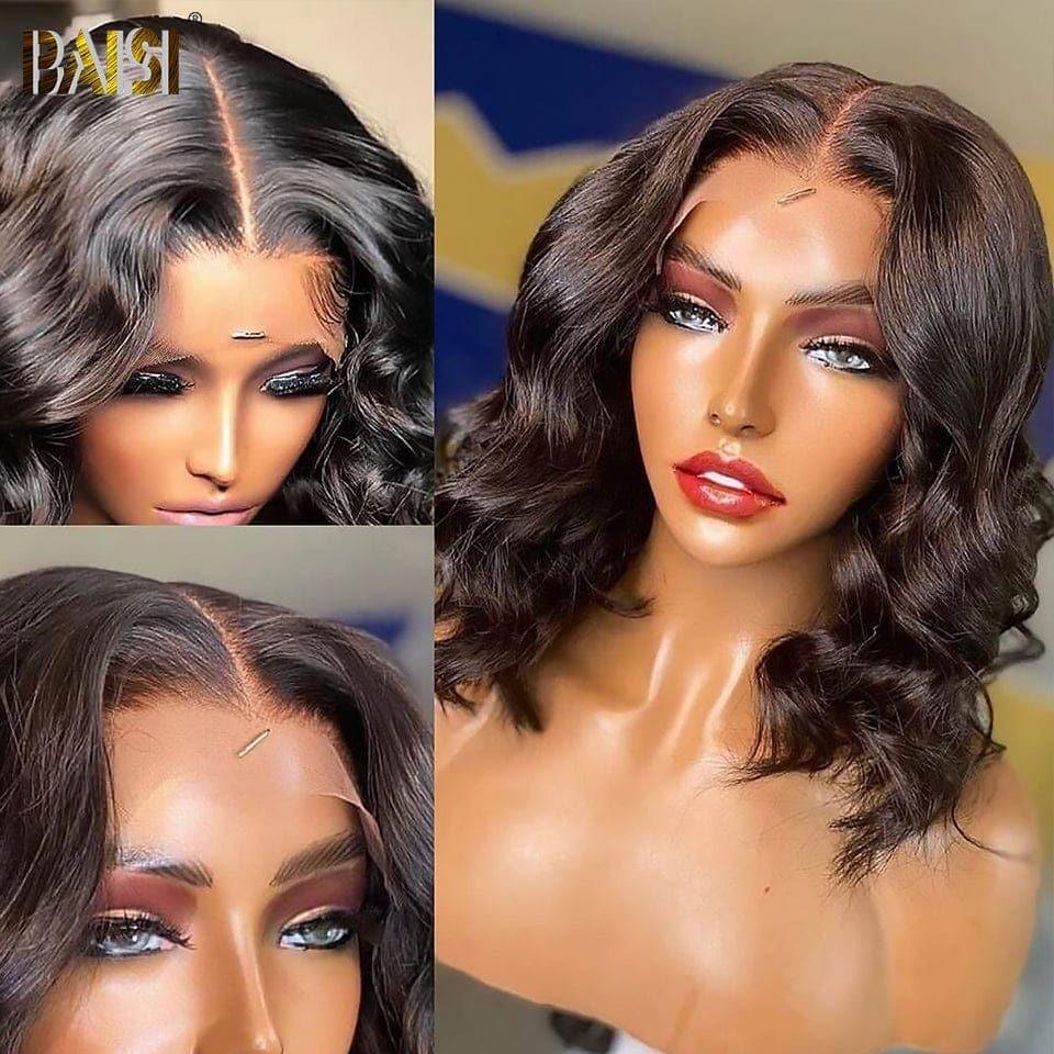 BAISI Achetez 2 perruques minimum au prix d'usine fournisseur 13x4 Lace Frontal Perruque BOB Natural Wave Bob En 100% Cheveux Humains (Pas Besoin de Code)