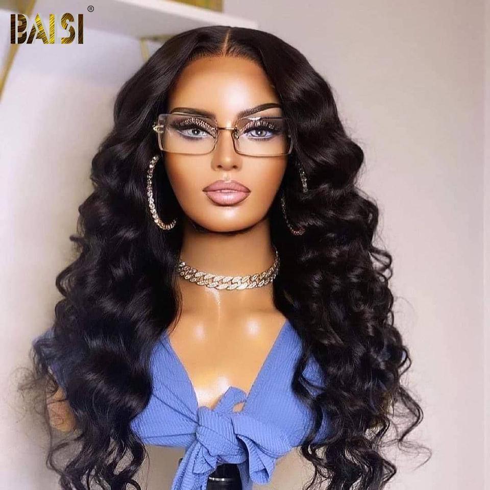 BAISI T-Part Lace Curly Natural Wave Perücke 100% Echthaar