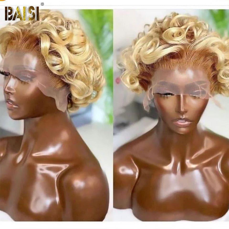 BAISI Acquista almeno 2 parrucche al prezzo di fabbrica fornitore 4X4 lace closure Marrone riccio o 13X4 frontal parrucca bob natural wave nel colore #4#613 in 100% capelli umani veri (Non serve codice)