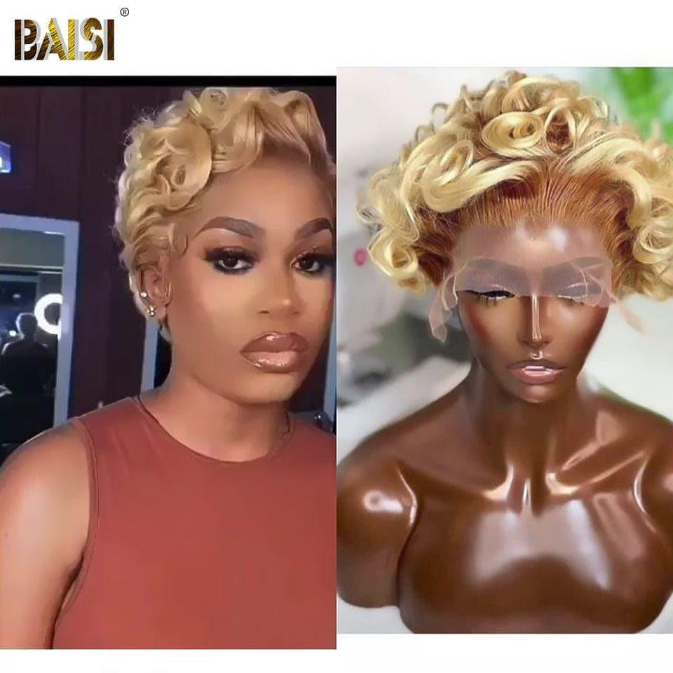 BAISI 13X4 frontal bob natural wave wig in color #4#613 in 100% real human hair