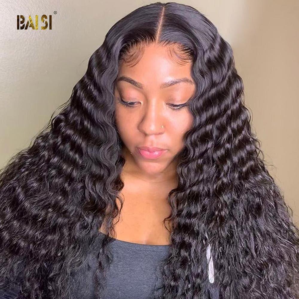 Peluca de onda profunda rizada frontal de encaje BAISI 12A 13x4 en cabello 100% humano