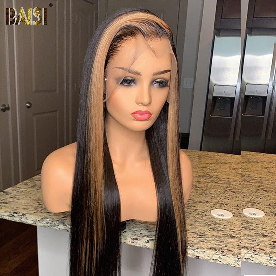 BAISI Achetez 2 perruques minimum au prix d'usine fournisseur 13x4 Lace Frontal Perruque Lisse En Couleur 1BMIX#30 En 100% Cheveux Humains (Pas Besoins De Code)