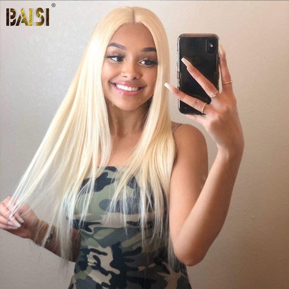 BAISI Buy at least 2 wigs at factory supplier price 13X4 Frontal Wig Straight Blonde 613# 100% Real Human Hair (No Code Needed)