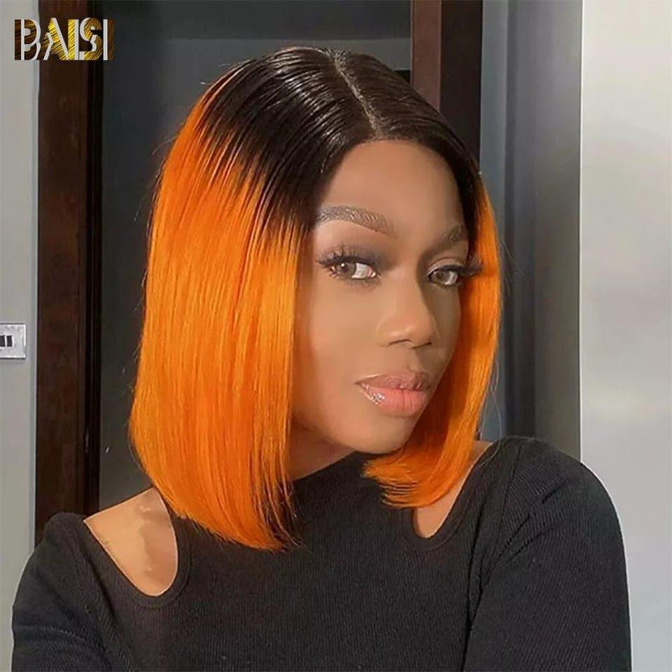 BAISI Lace Frontal Perruque Bob Carrée lisse en Couleur ou Boucles 66€ en 100% Cheveux Humain