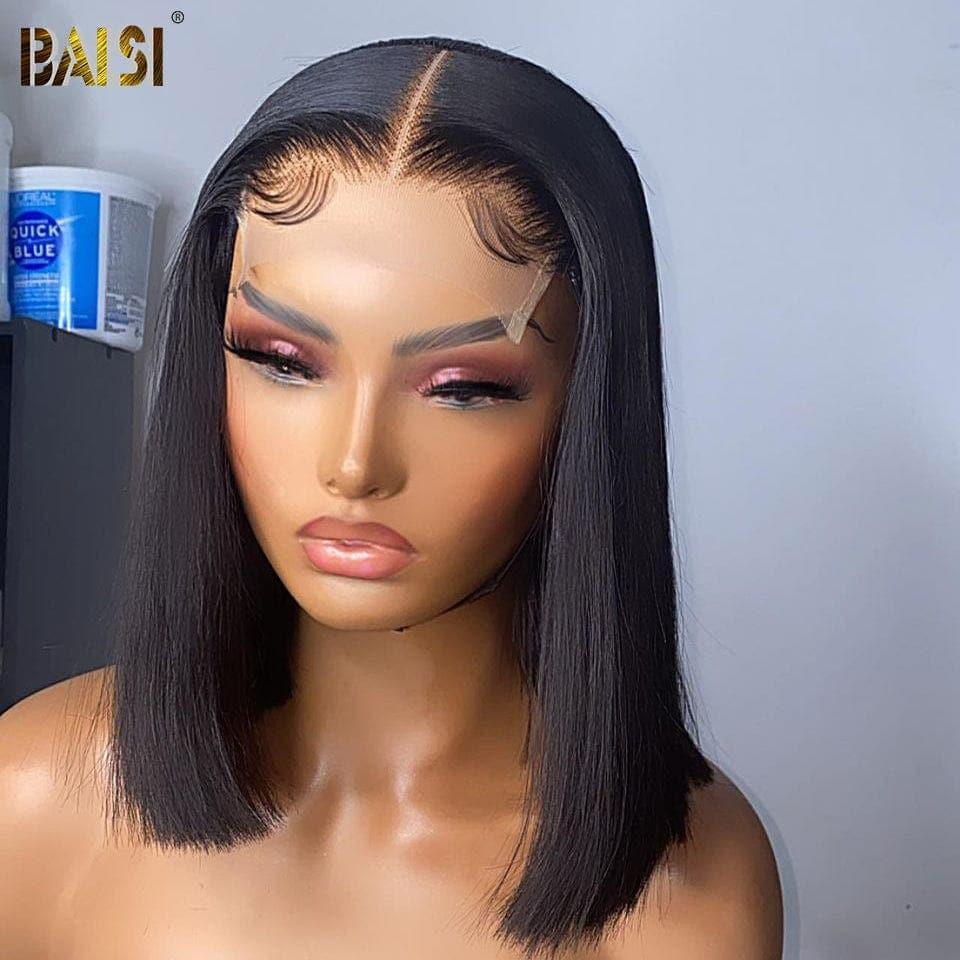 BAISI Achetez 2 perruques minimum au prix d'usine fournisseur en France TVA 0€ 48H arrivé 4x4 closure perruque bob Coupe carrée en 100% cheveux humains (Pas Besoin de Code)