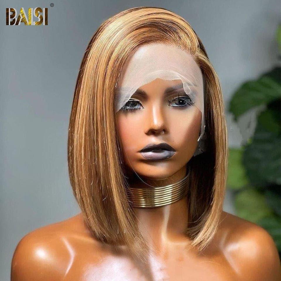 BAISI 13x4 Parrucca frontale in pizzo alta luce Bob in colore misto 100% capelli umani trama indiana brasiliana