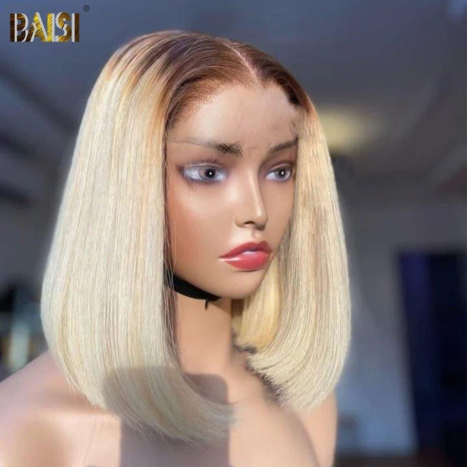 BAISI Buy at least 2 wigs at factory supplier price 4X4 closure wig in Brown Blonde #4#613 (no code needed)