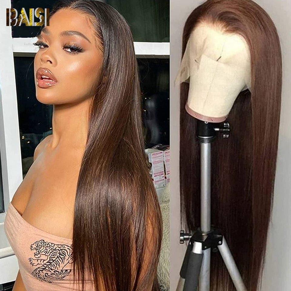 BAISI Achetez 2 perruques minimum au prix d'usine fournisseur 13x4 Lace Frontal Perruque Lisse Marron #4 En 100% Cheveux Humains (Pas Besoin de Code)