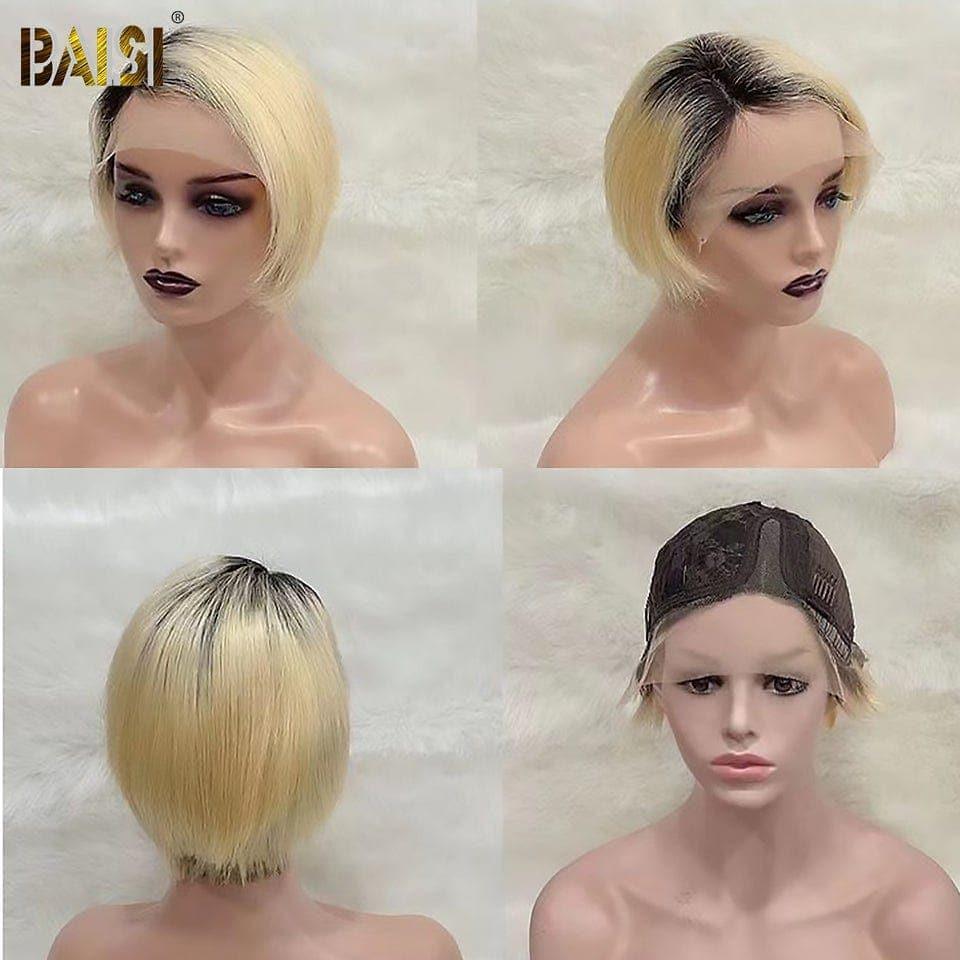 BAISI Perruque Pixie En Couleur Variée en 100% Cheveux Humains en Mèche Indian Brésilien