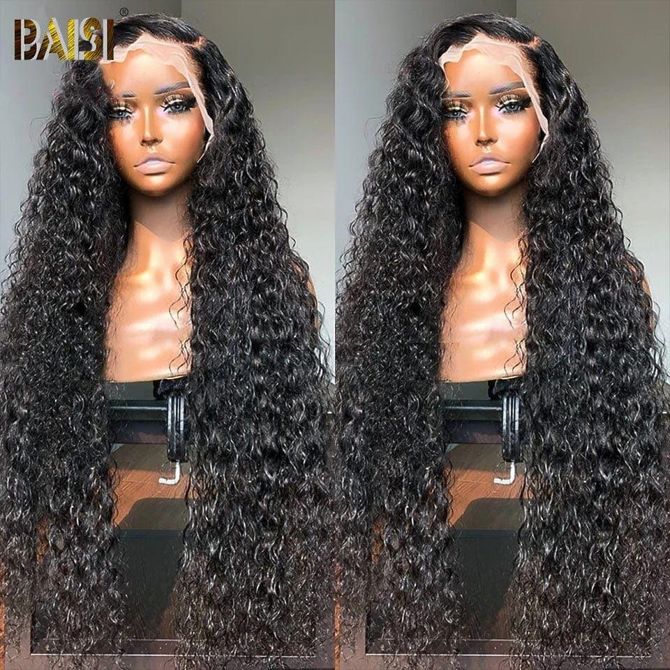 BAISI 13X4 frontal perruque trop longue water wave en 100% cheveux humains