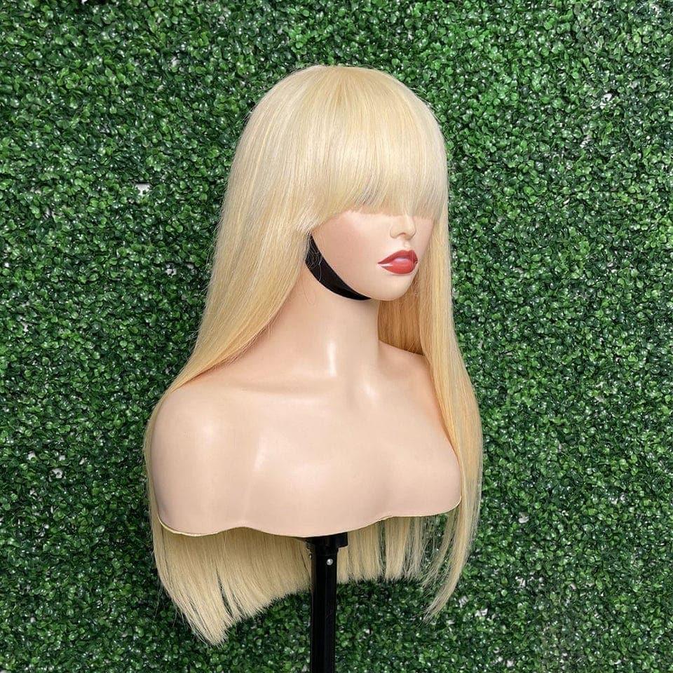 BAISI Achetez 2 perruques minimum au prix d'usine fournisseur 13X4 Frontal Perruque Lisse avec frange En Blonde 613# En 100% Vrais Cheveux Humains (Pas Besoin De Code)