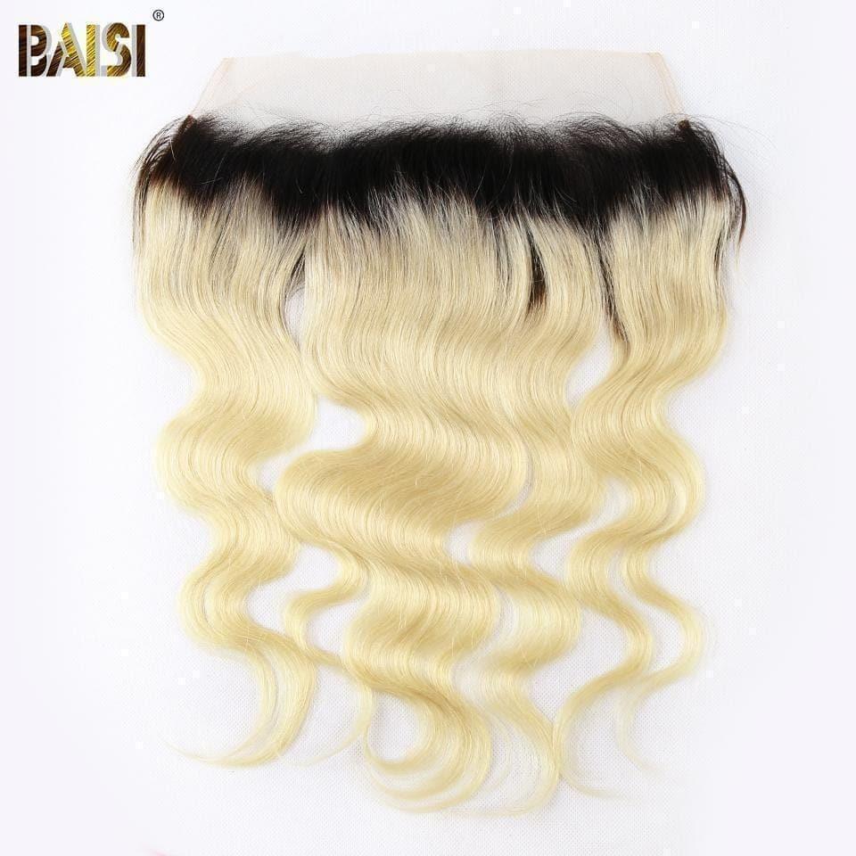 BAISI 10A 100% Human Hair 1B/613# Eurasian Wavy Body Wave Blonde Hair Bundles With Frontal