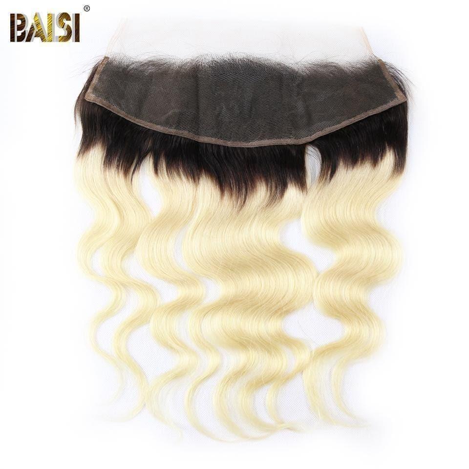 BAISI 10A 100% Human Hair 1B/613# Eurasian Wavy Body Wave Blonde Hair Bundles With Frontal