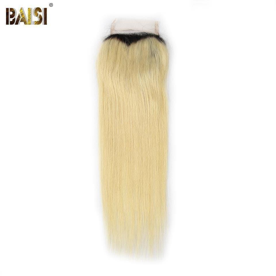 BAISI 10A 100% Cheveux Humains 1B/613# Eurasiens Lisses Blondes Mèche En Lot Avec Closure