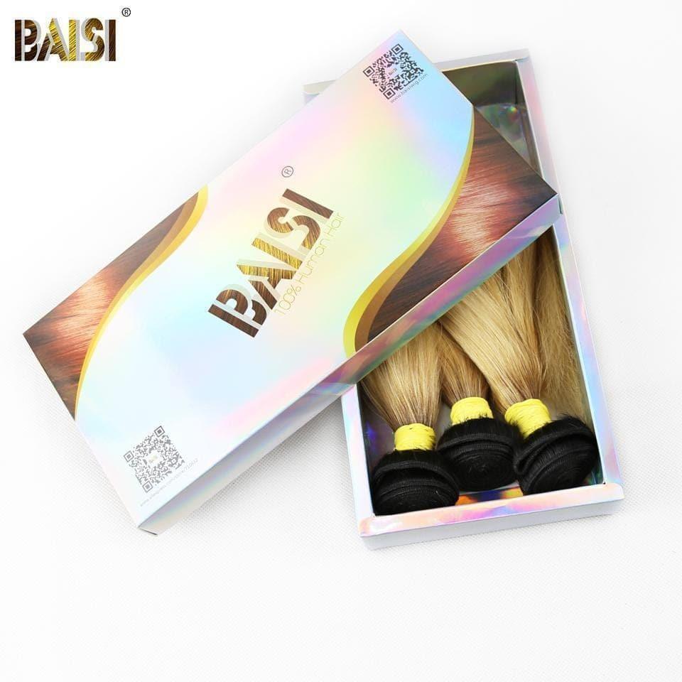 BAISI 10A 100% Cheveux Humains 1B/613# Eurasiens Lisses Blondes Mèche En Lot Avec Closure