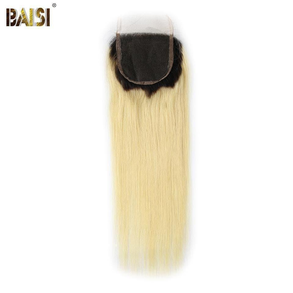 BAISI 10A 100% Cheveux Humains 1B/613# Eurasiens Lisses Blondes Mèche En Lot Avec Closure