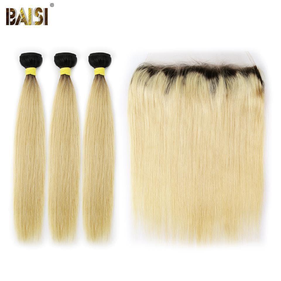 BAISI 10A 100% capelli umani 1B / 613 # Fasci di capelli biondi lisci eurasiatici con frontale