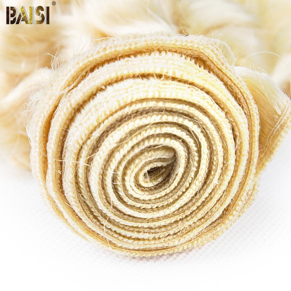 BAISI 10A 100% cabello humano 613 # paquetes de cabello rubio rizado de onda profunda con cierre/Frontal