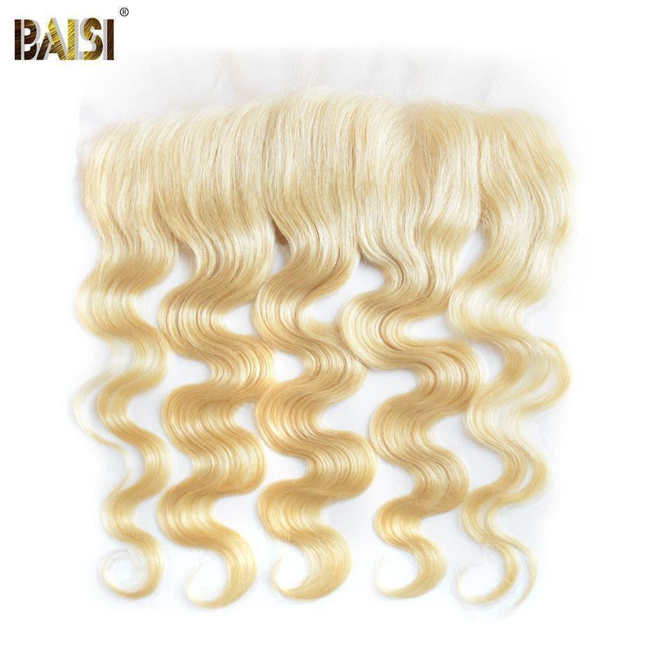 BAISI 10A 100% Human Hair 613# Eurasian Wavy Body Wave Blonde Hair Bundles With Frontal