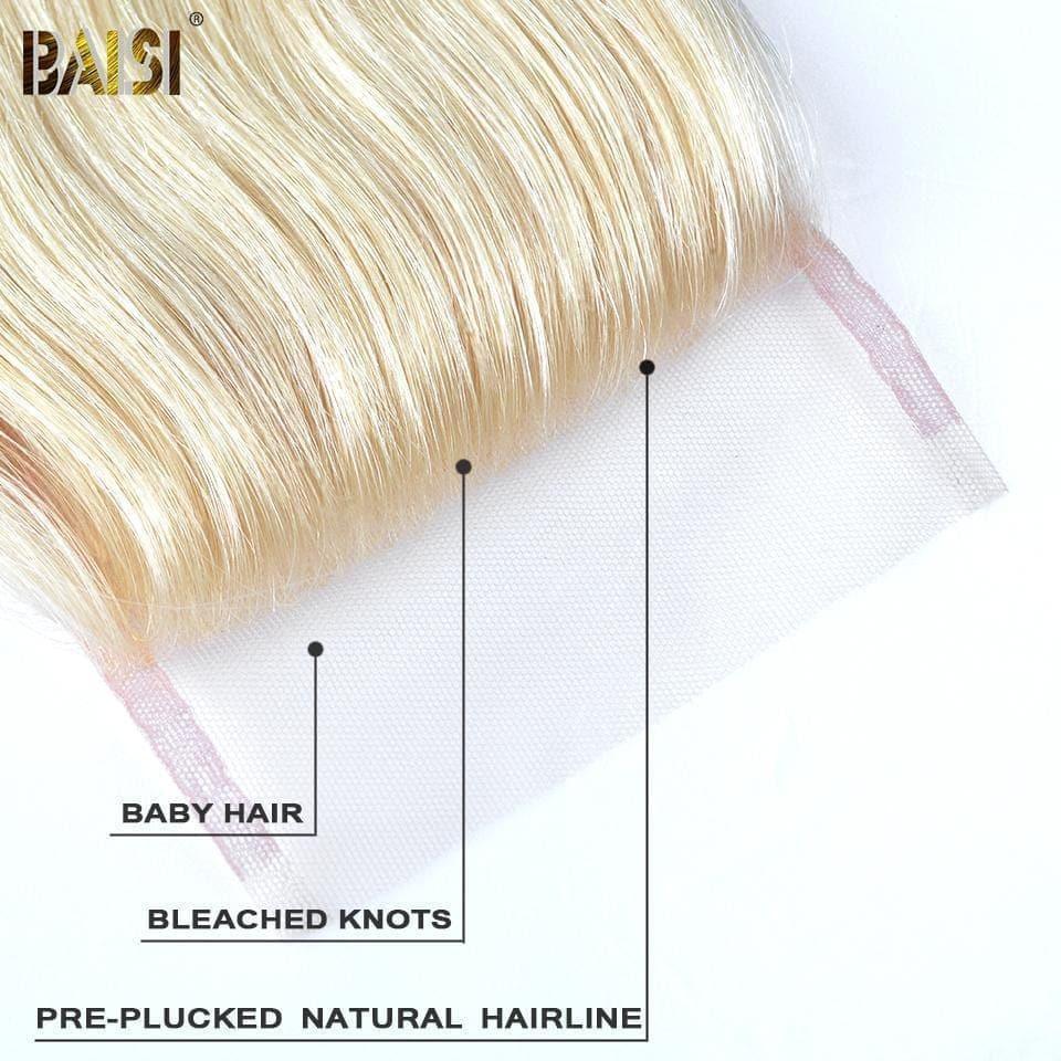 BAISI 10A Lace Closure 4x4 100% Blondes Reines Haar #613 Wellige Körperwelle