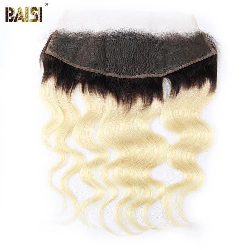 BAISI 10A 100% Cheveux Humains Blondes Avec Racine Noire 1B/613# Body Wave Ondulé Lace Frontal