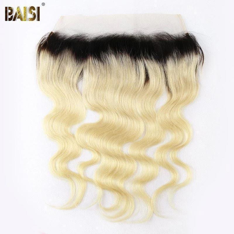 BAISI 10A 100% Cheveux Humains Blondes Avec Racine Noire 1B/613# Body Wave Ondulé Lace Frontal