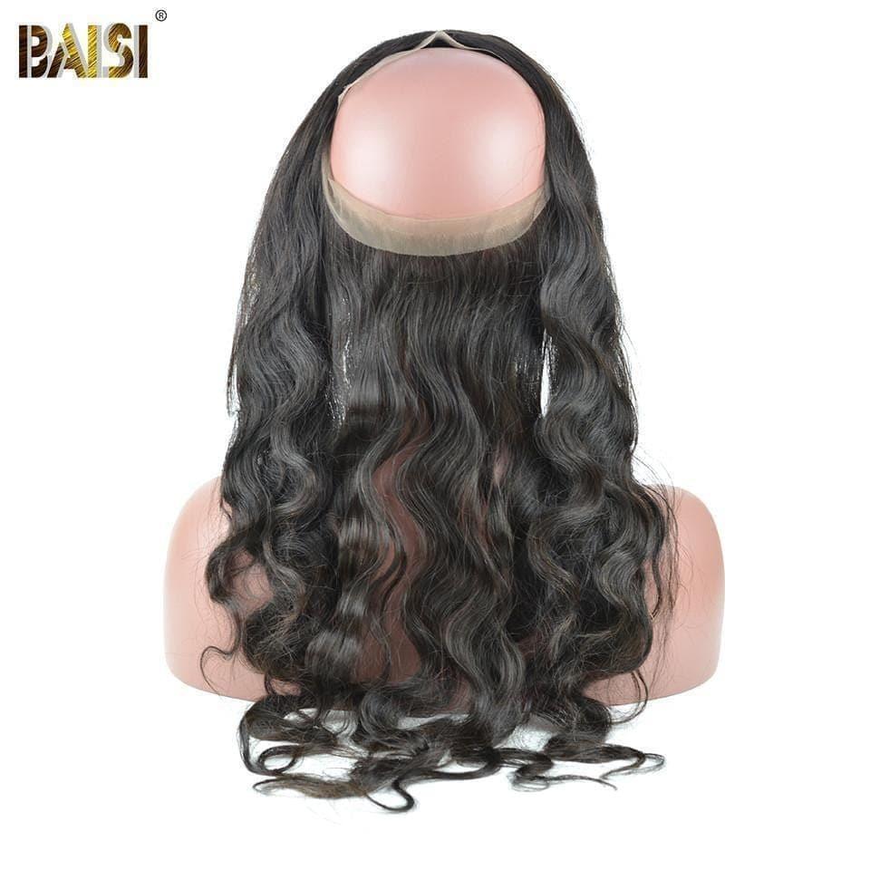 BAISI 10A 100% Virgin Hair Body Wave Curly 360 Band, vorgezupfter natürlicher Haaransatz mit Babyhaar