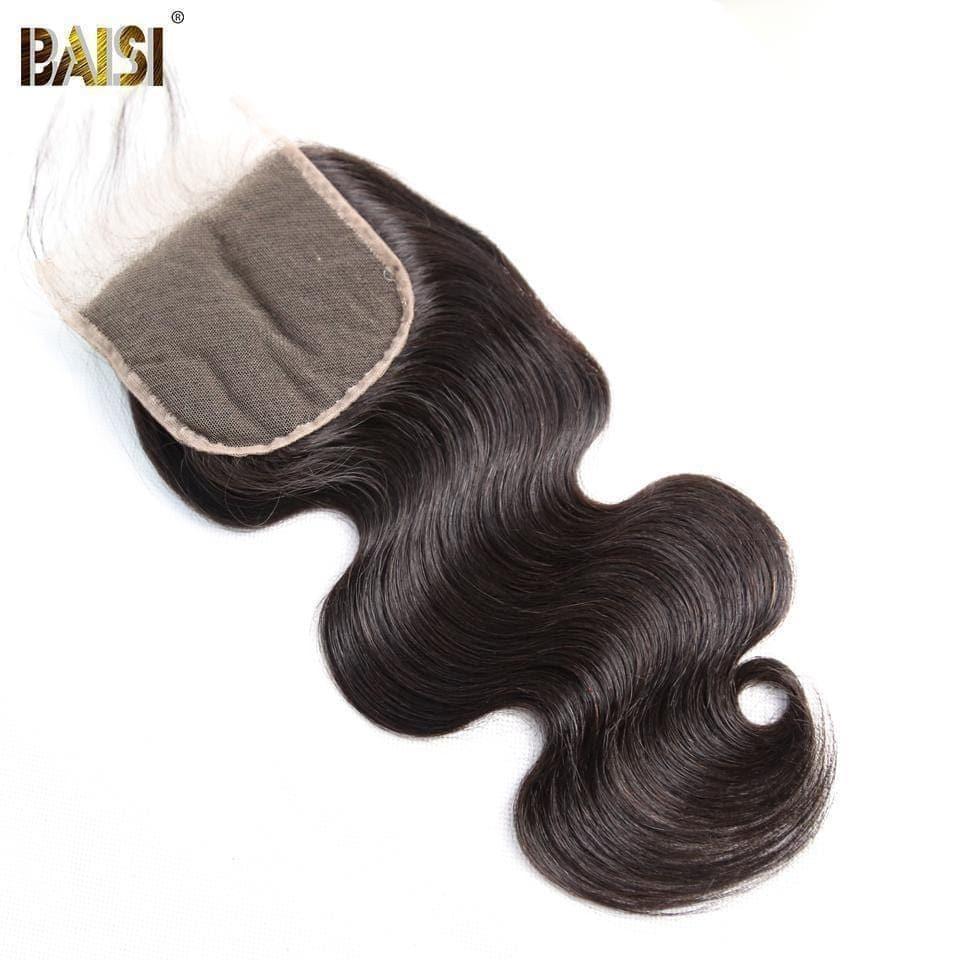 BAISI 10A Lace Closure 4x4/ 5x5 100% Virgin Hair Wavy Body Wave Silk Base Closure 4x4