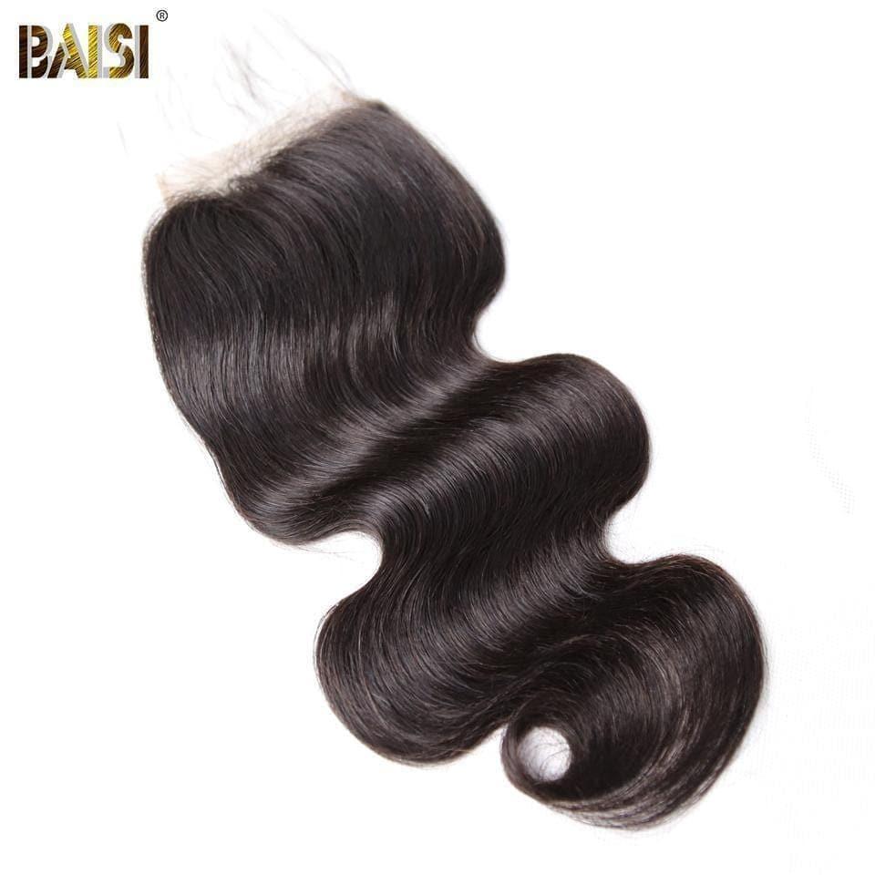 BAISI 10A Lace Closure 4x4/ 5x5 100% Virgin Hair Wavy Body Wave Silk Base Closure 4x4