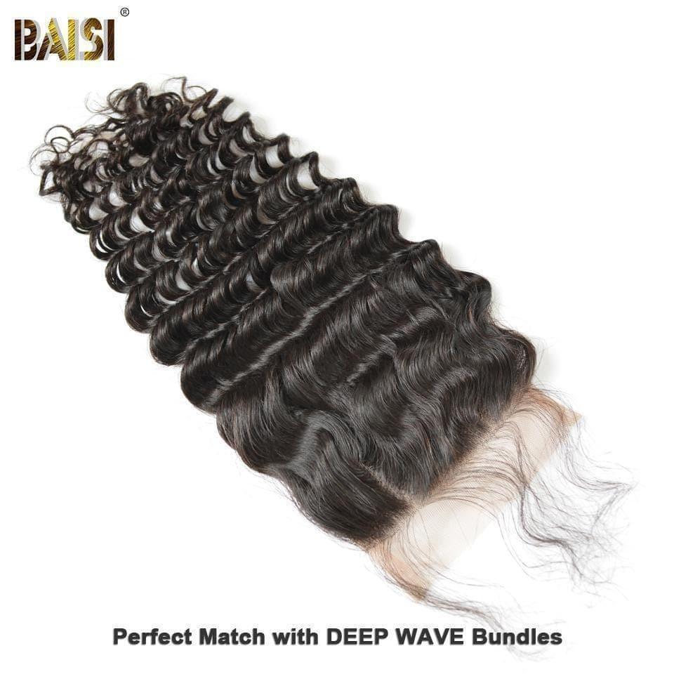 BAISI 8A 100% Virgin Hair Deep Wave Lace Closure 4x4