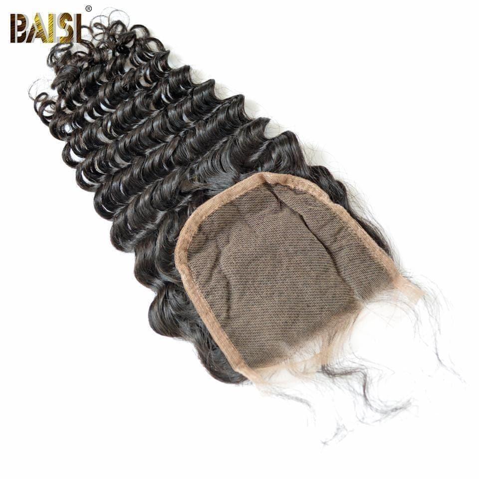BAISI 8A 100% Virgin Hair Deep Wave Lace Closure 4x4