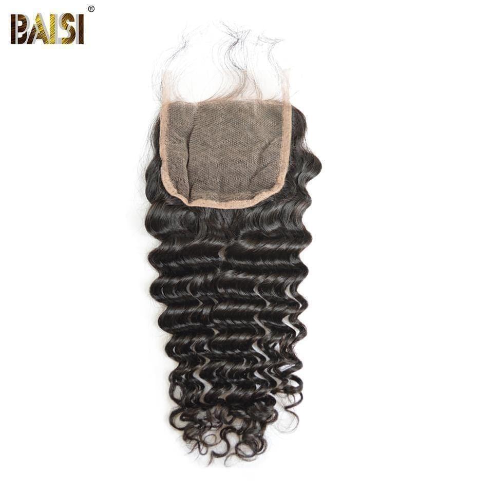 BAISI 8A 100% Virgin Hair Deep Wave Lace Closure 4x4 / 5x5, Silk Based Closure 4x4. - Baisi Hair