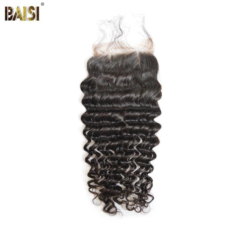 BAISI 8A 100% Virgin Hair Deep Wave Lace Closure 4x4 / 5x5, Silk Based Closure 4x4. - Baisi Hair